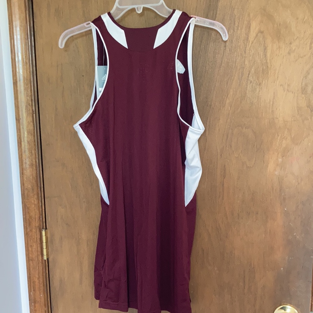 Relisted adidas maroon white performance tank team jersey S or L - Picture 6 of 16